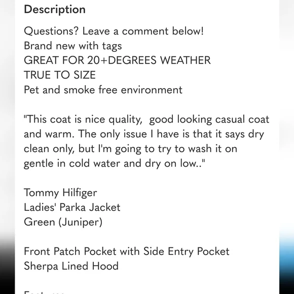 Tommy Hilfiger Ladies Parka Jacket nwt